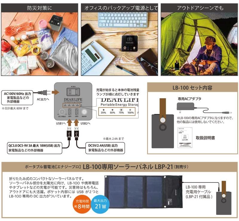 ポータブル電源・103Wh(取扱説明書付属）