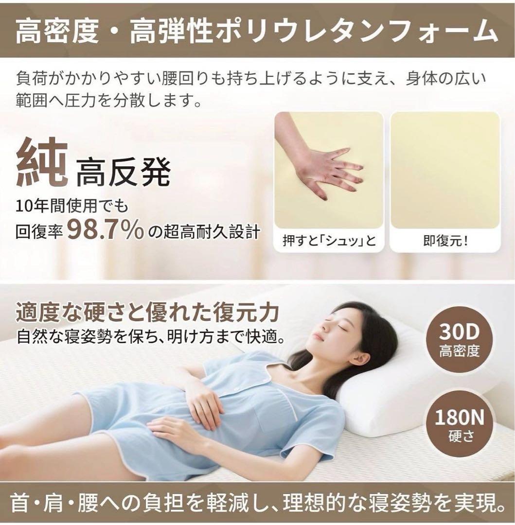 マットレス 180N高反発 ダブル 折り畳み ベットマット 敷布団 白 2個