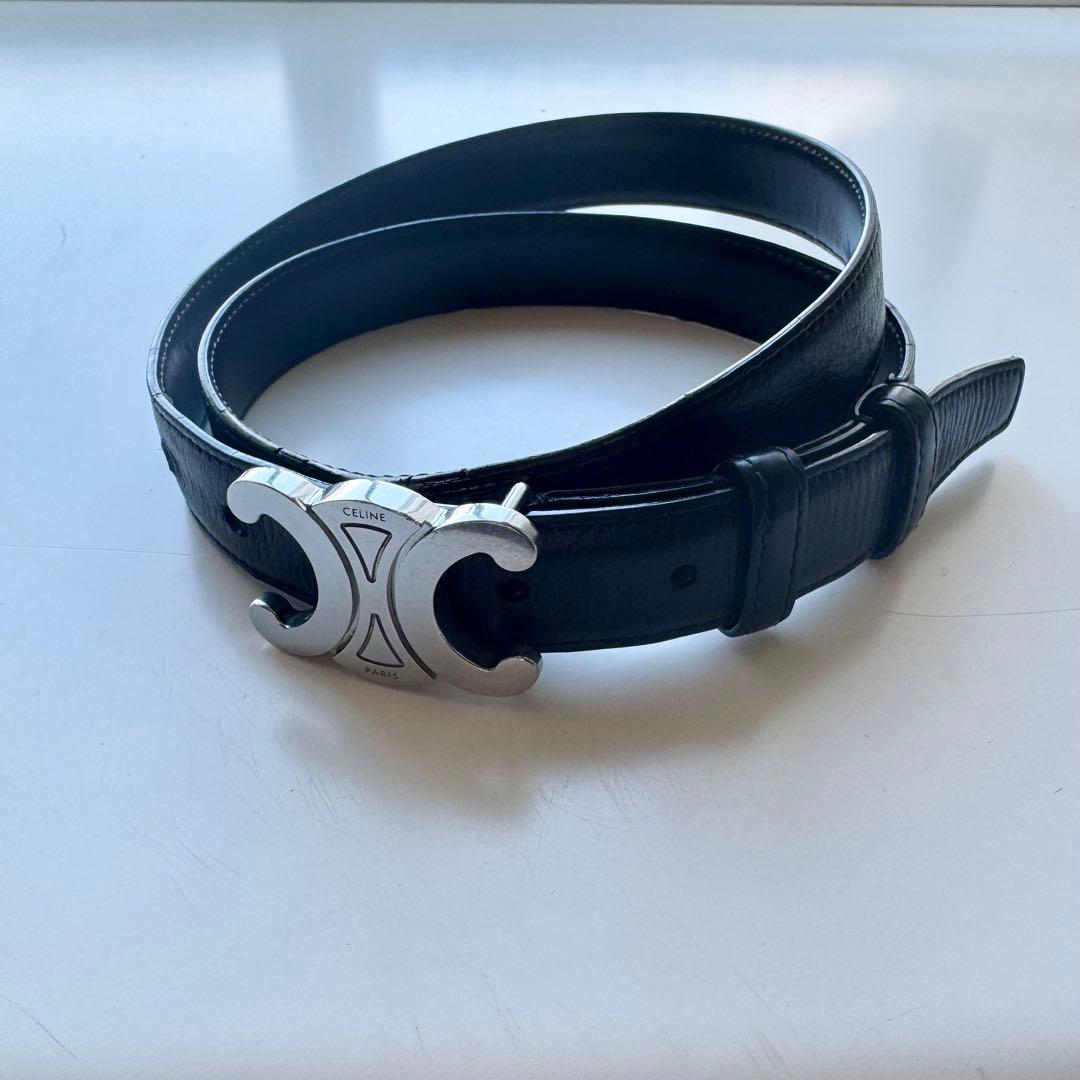 【CELINE】セリーヌ　トリオンフ　ベルト　シルバー　ブラック