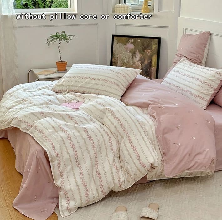 【piano*rosesお直し】ミニ薔薇と小花チェーン掛け布団カバーセット