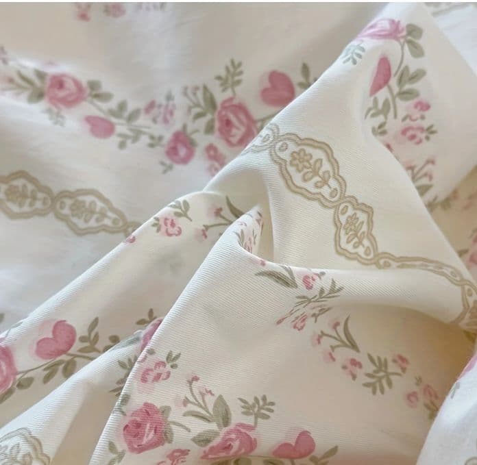 【piano*rosesお直し】ミニ薔薇と小花チェーン掛け布団カバーセット