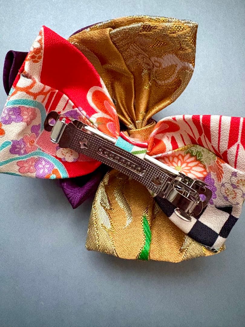 西陣織リボンとつまみ細工の髪飾り (618)