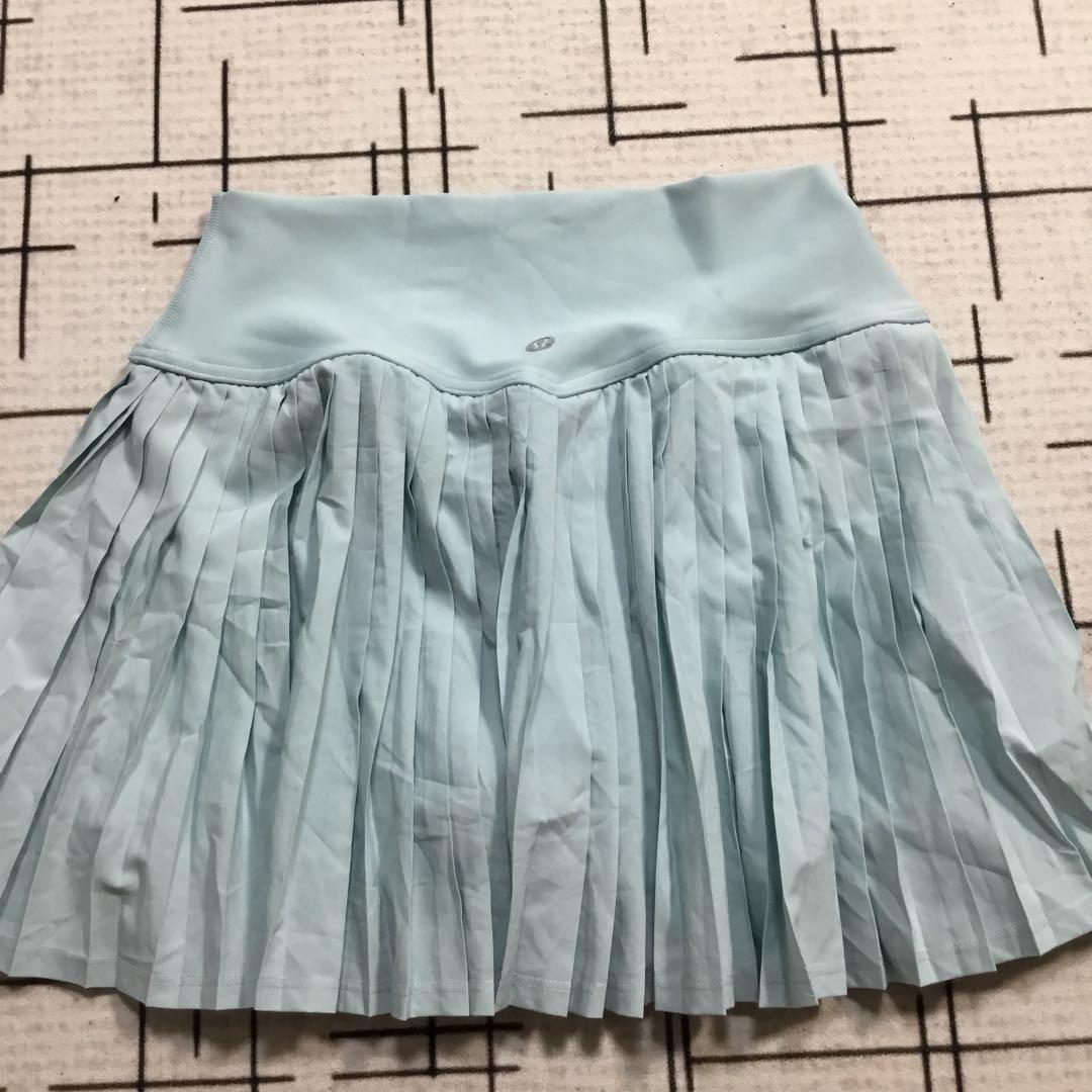 水色 プリーツミニスカート