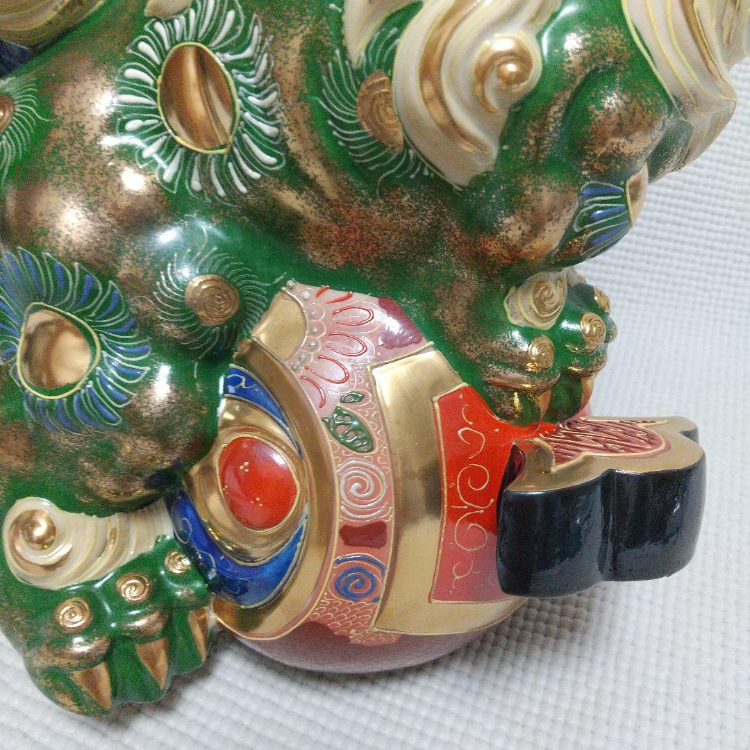 N*n様 打出の小槌♪30cm狛犬 レア色 金運/魔除け 九谷焼