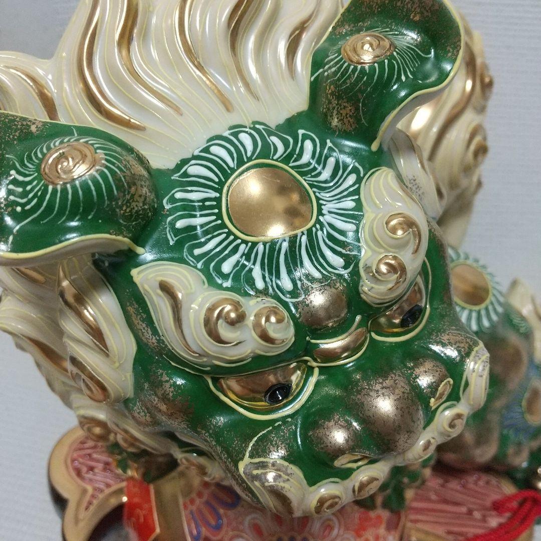 N*n様 打出の小槌♪30cm狛犬 レア色 金運/魔除け 九谷焼