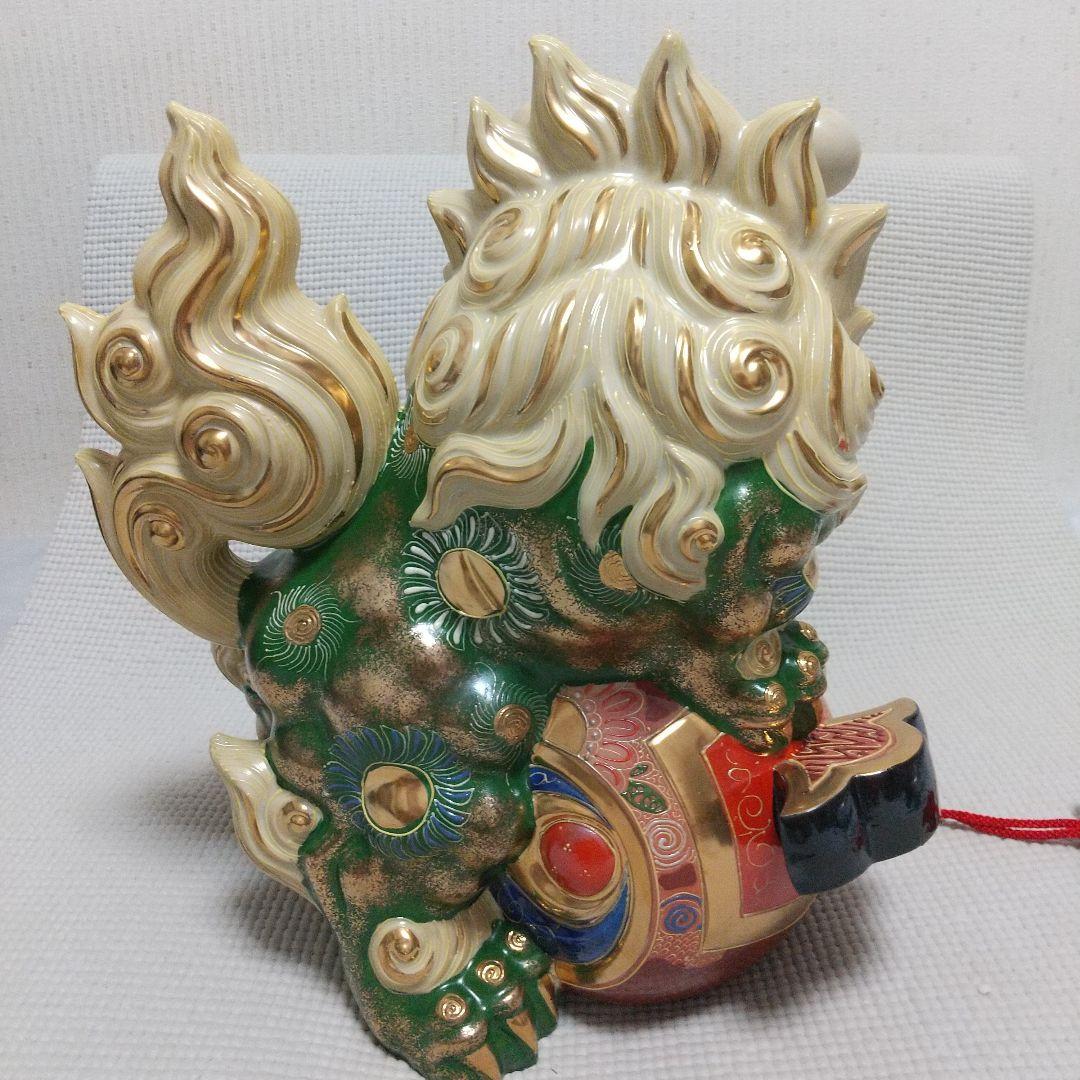 N*n様 打出の小槌♪30cm狛犬 レア色 金運/魔除け 九谷焼