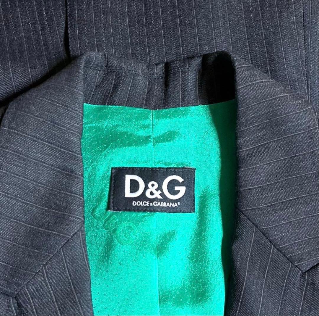 D&G ドルガバ テーラードジャケット ストライプ ロゴ 総柄 40 L レア