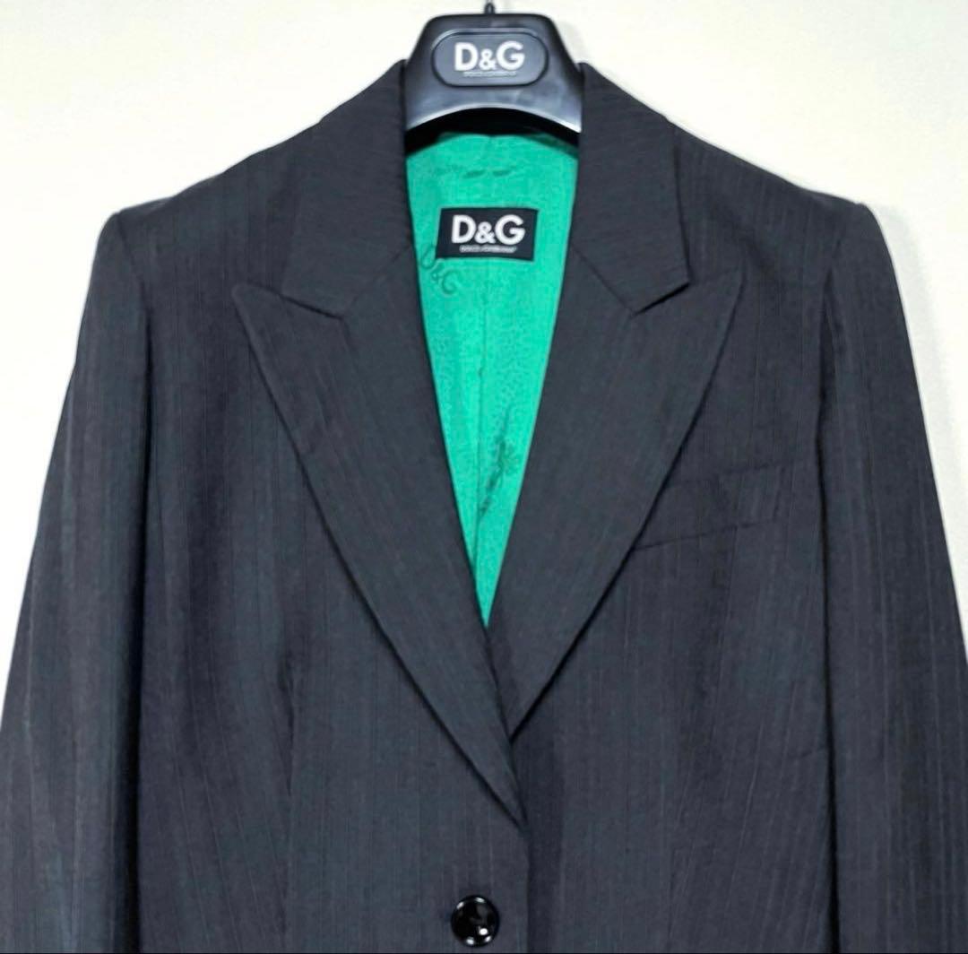 D&G ドルガバ テーラードジャケット ストライプ ロゴ 総柄 40 L レア