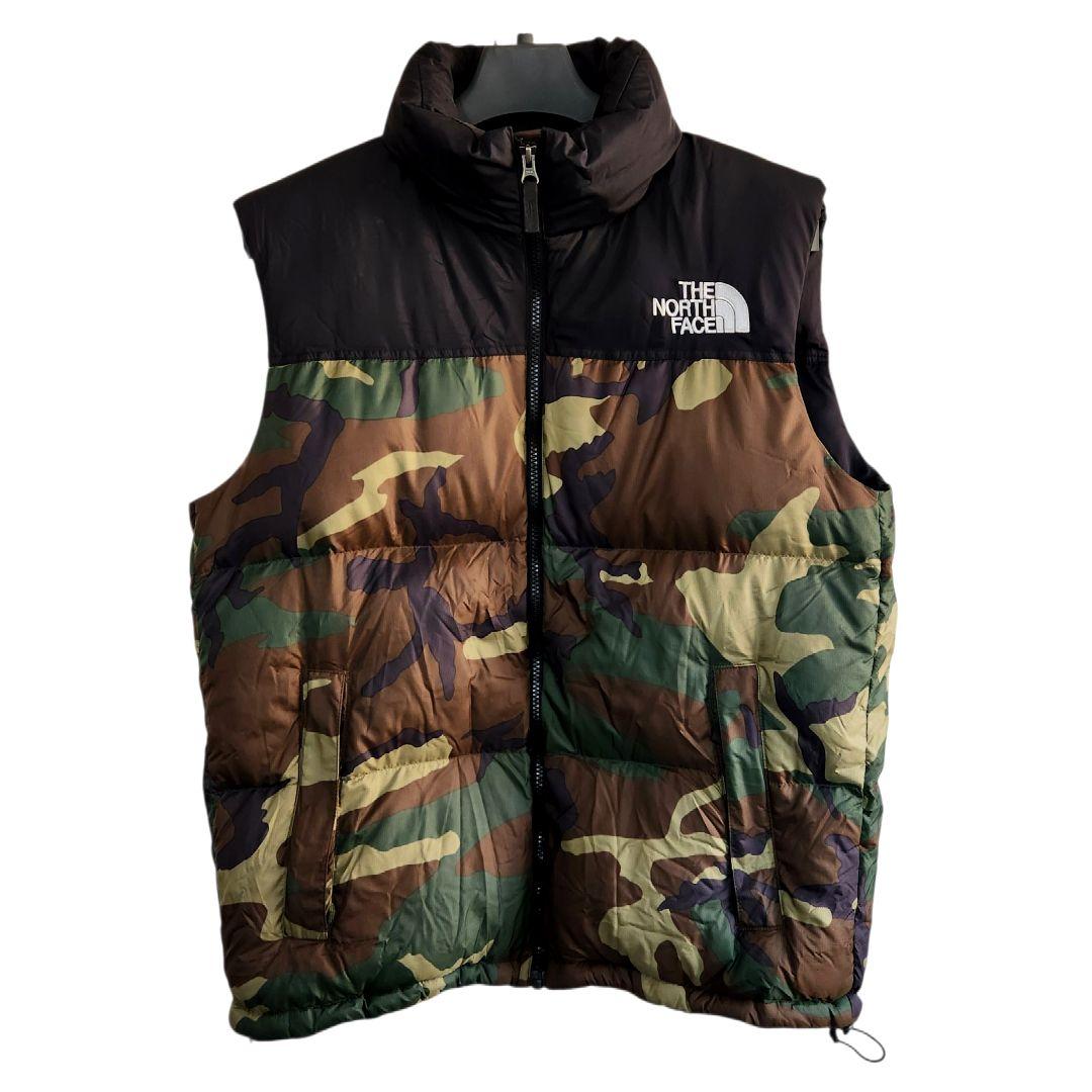 ✨希少✨ノースフェイス ヌプシ ダウンベスト 黒 迷彩 カモ XL