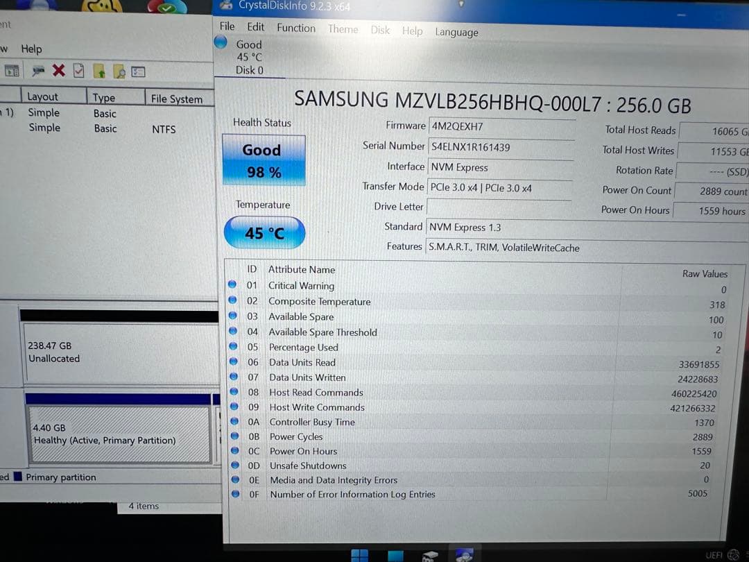Samsung 256GB NVMe SSD 99% 98% 94% まとめ出品