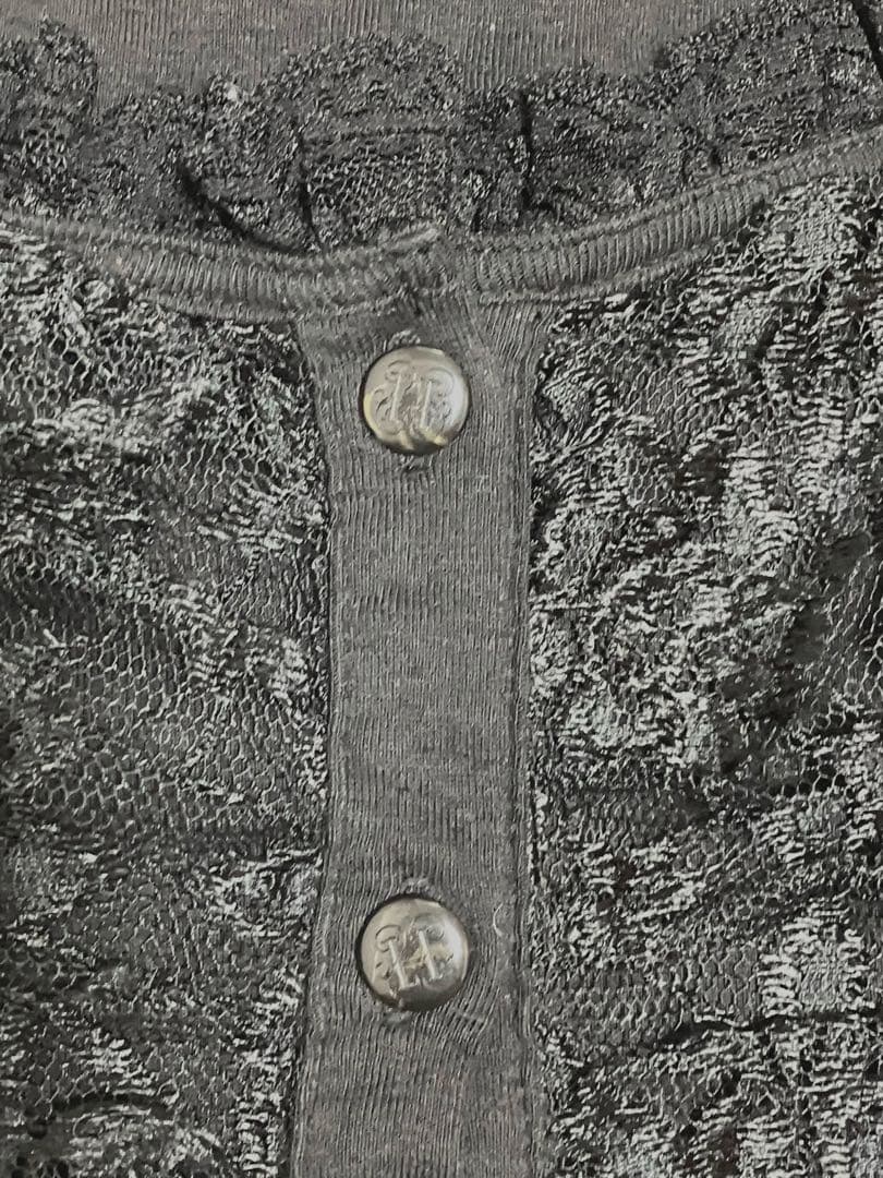 h.NAOTO blood レースアップ黒長袖トップス