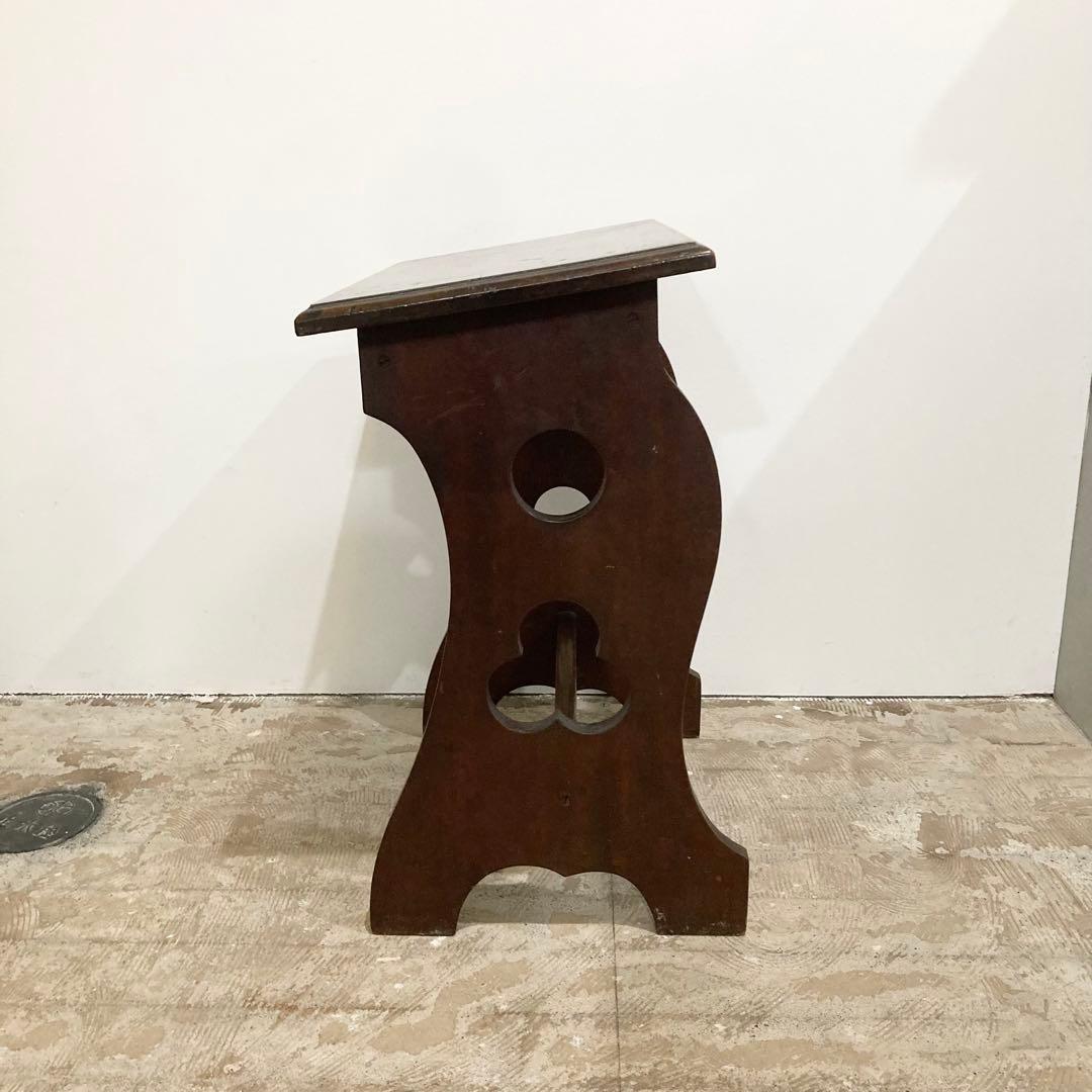 古いピアノ椅子 オルガン椅子 スツール チェア 木製 透かし彫り レトロ