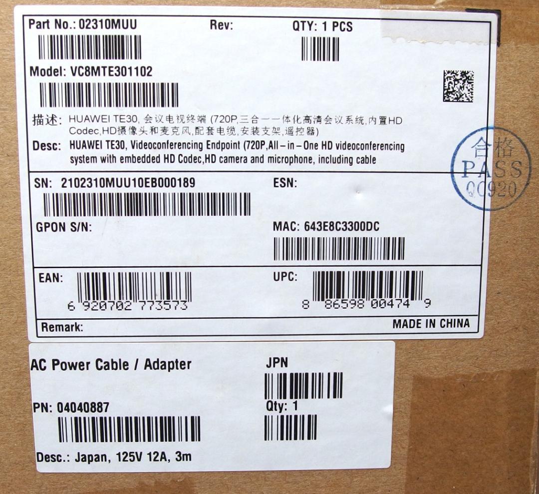 その他 HUAWEI TE30 Videoconferencing Endpoint