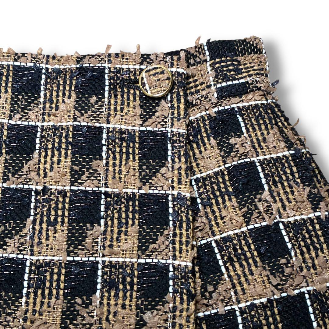 【shéller】check tweed wrap culottes Sサイズ
