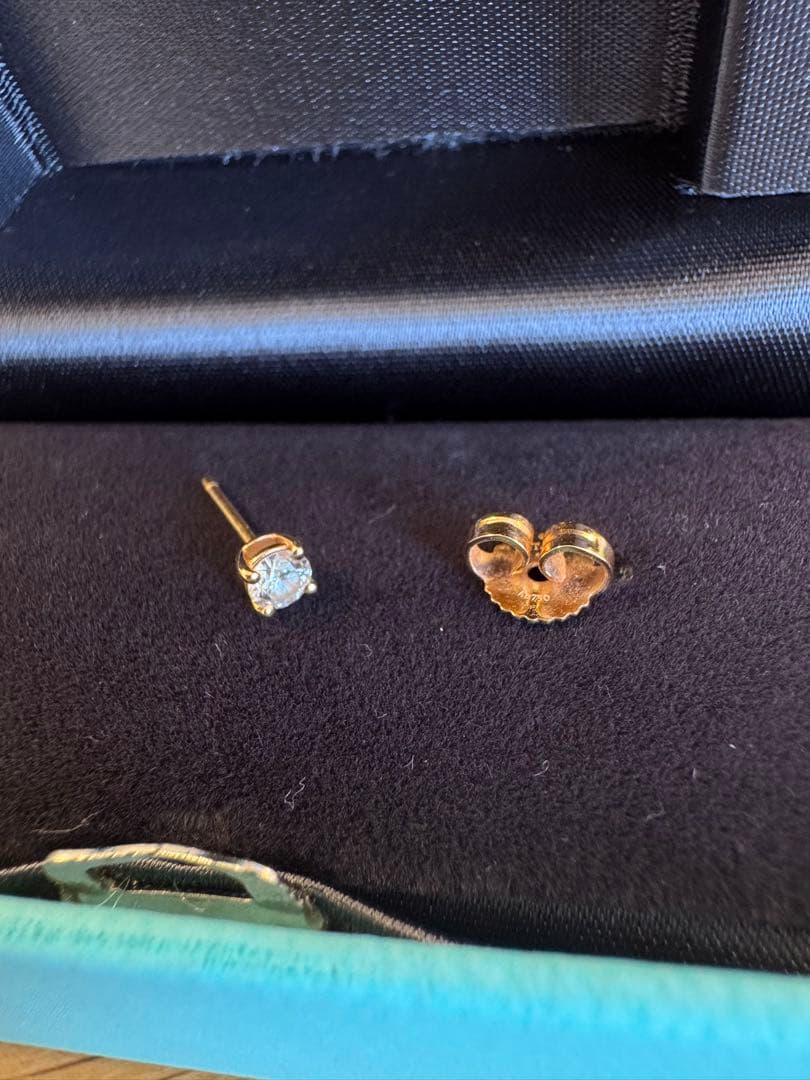 ティファニー ソリティア ダイヤモンド スタッド ピアス ローズゴールド 片耳