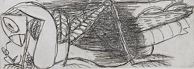 北川民次 【バッタの夢】 エッチング