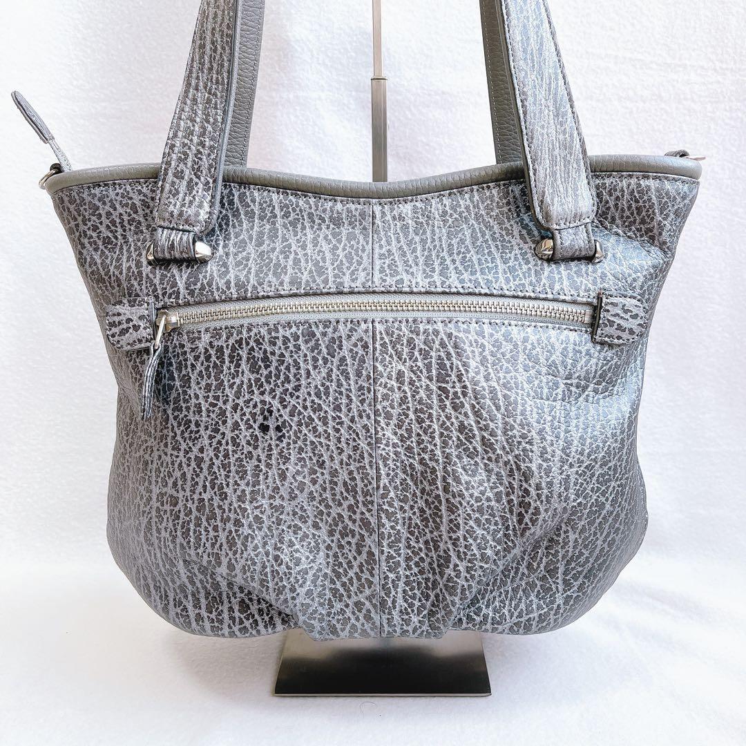 未使用級 希少JRA エレファント ハンド ショルダーバッグ 2way グレー象