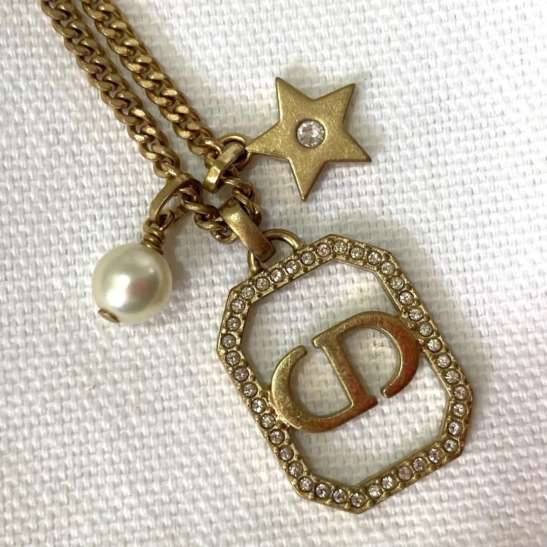 Christian Dior CDロゴ　ゴールド　ネックレス 星　パール　美品