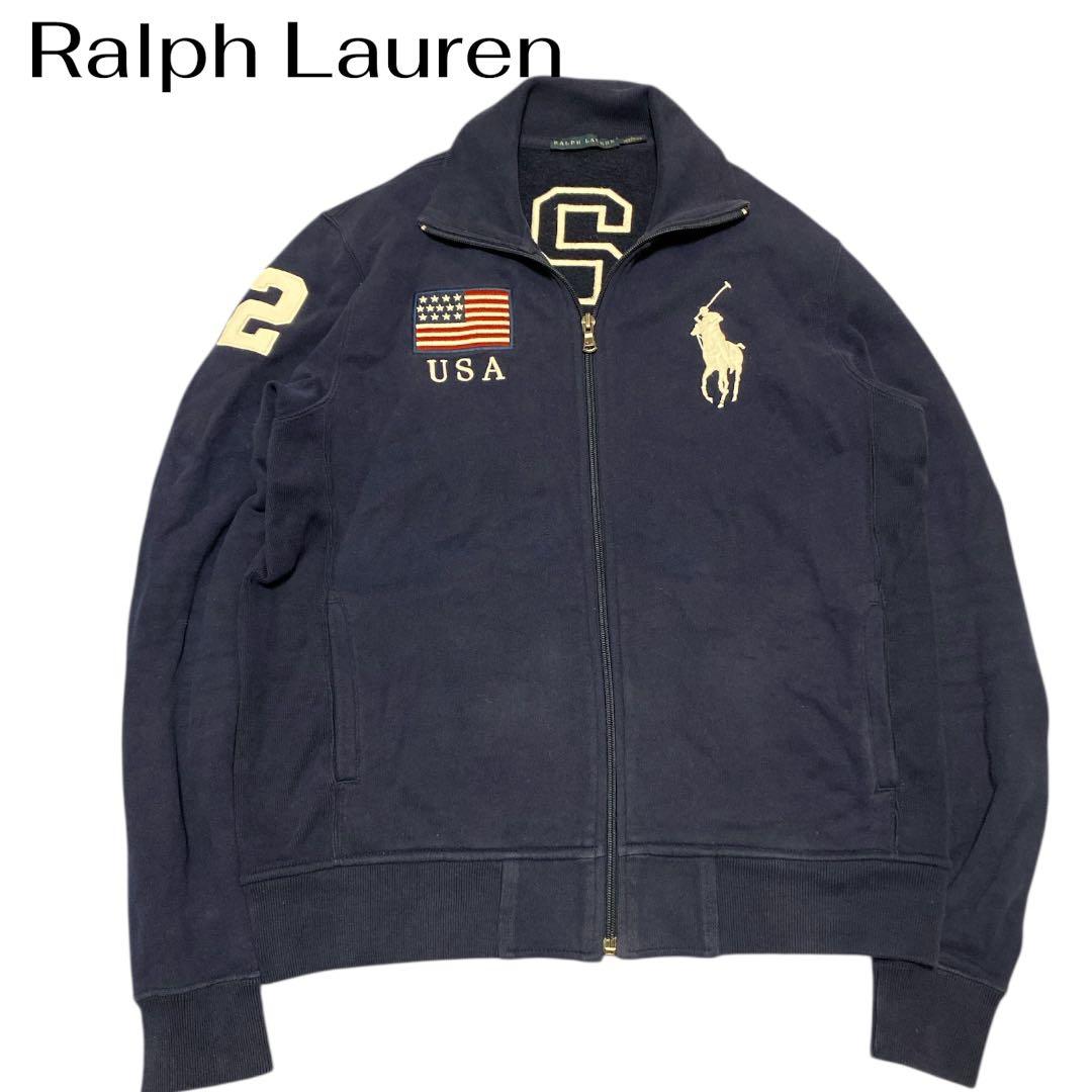 【もみあげ様】ラルフローレン USAフラッグ ビッグポニー刺繍ジップアップパーカ