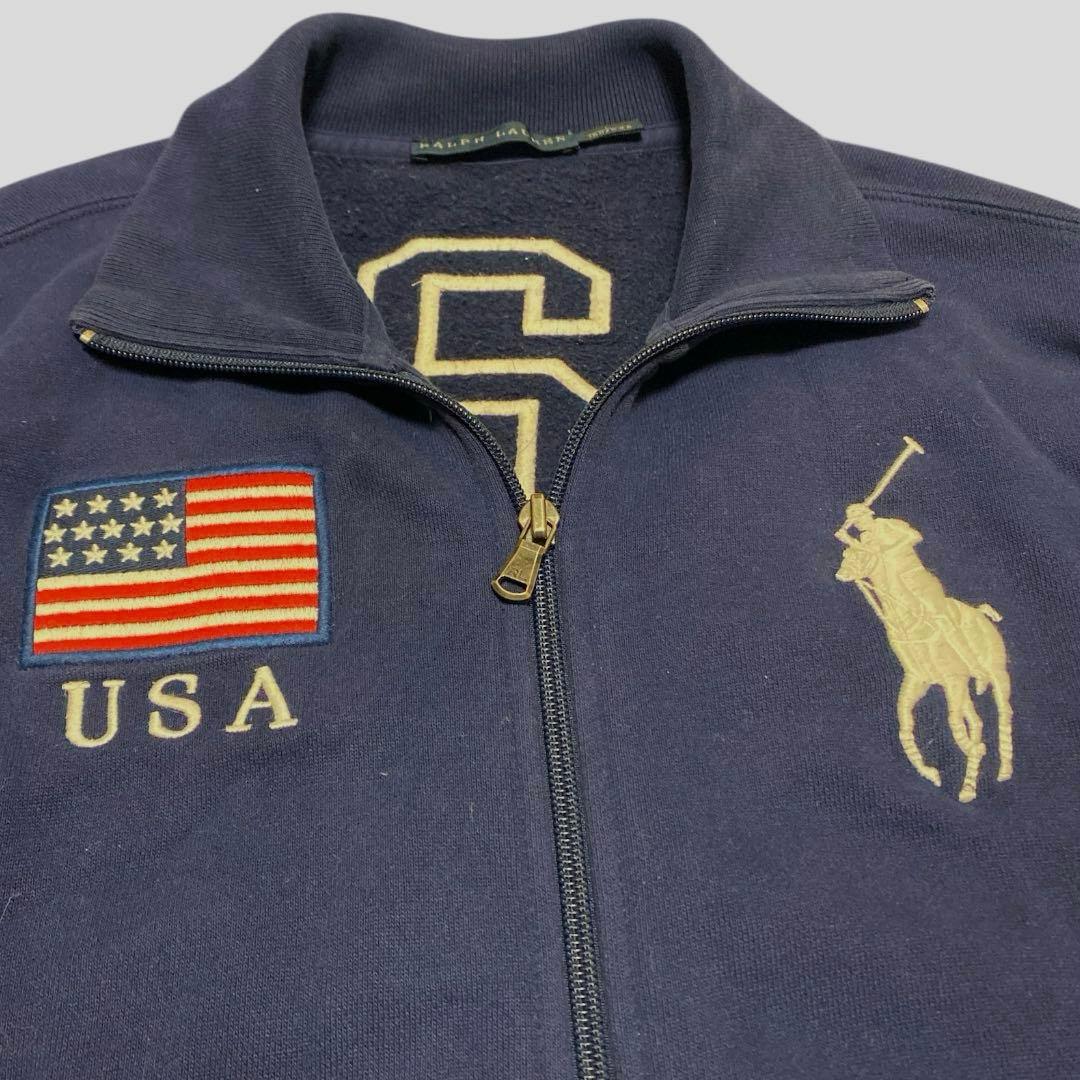 【もみあげ様】ラルフローレン USAフラッグ ビッグポニー刺繍ジップアップパーカ