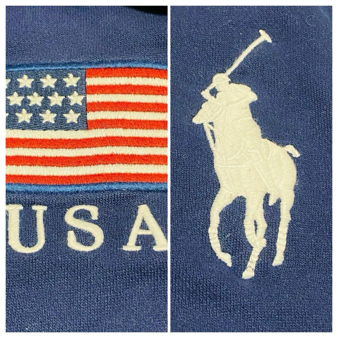 【もみあげ様】ラルフローレン USAフラッグ ビッグポニー刺繍ジップアップパーカ