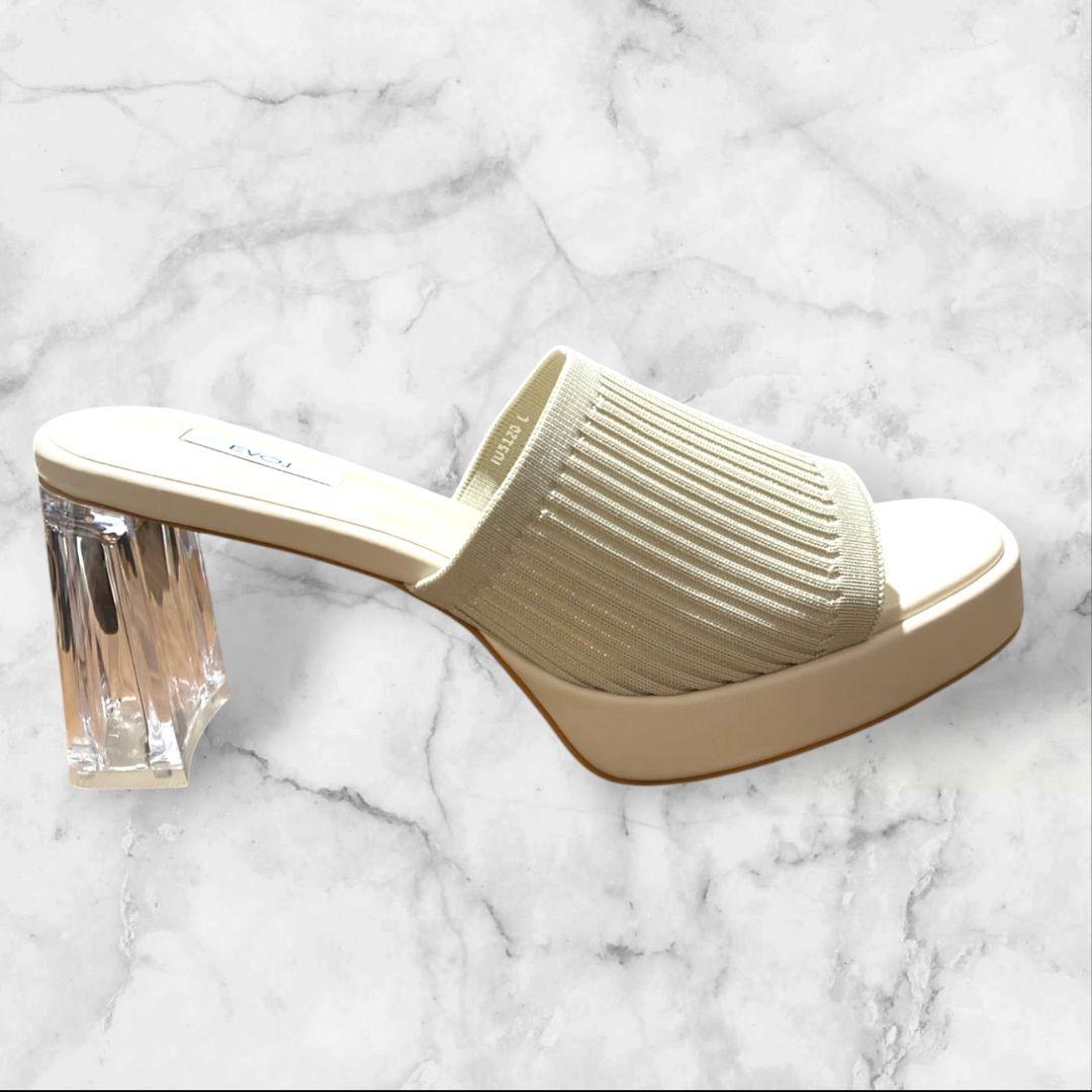 【ラスト1点早い者勝ち】EVOL クリアヒールミュール - ベージュ　Lサイズ