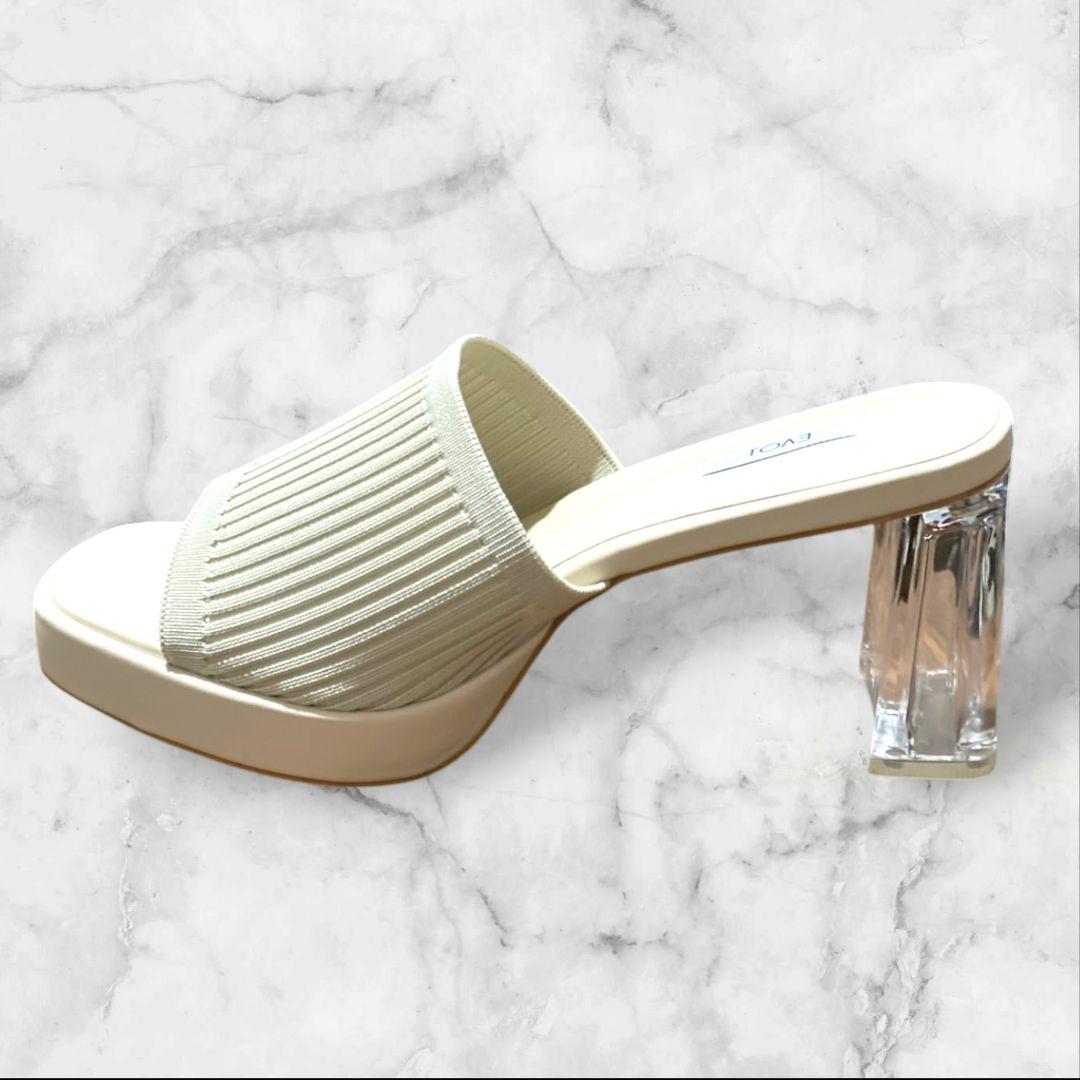 【ラスト1点早い者勝ち】EVOL クリアヒールミュール - ベージュ　Lサイズ