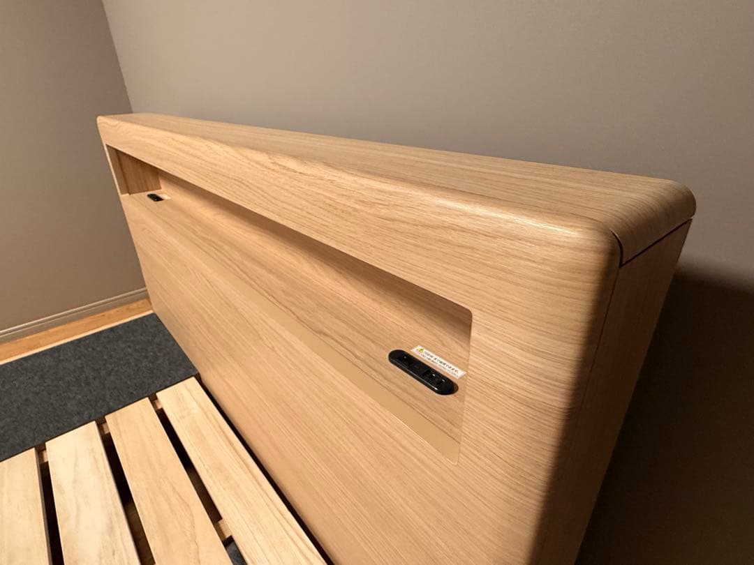 シモンズ ダブルベッド LED付き 引き出し収納 ステーションタイプ ナチュラル