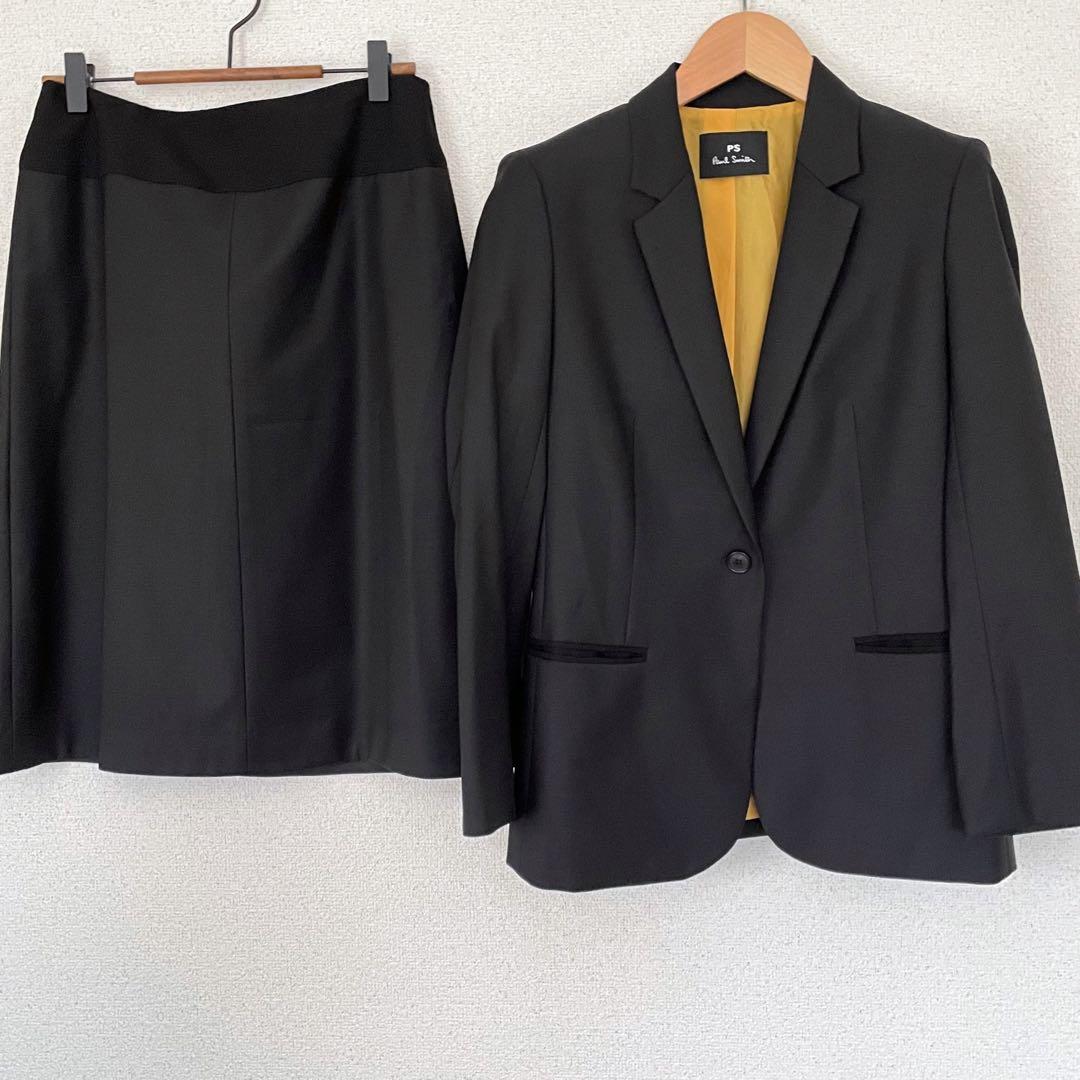PS Paul Smith ブラックスカートスーツセットアップ上下裏地総柄