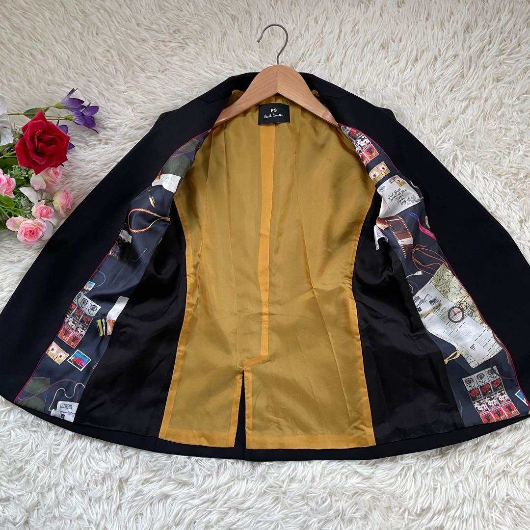 PS Paul Smith ブラックスカートスーツセットアップ上下裏地総柄
