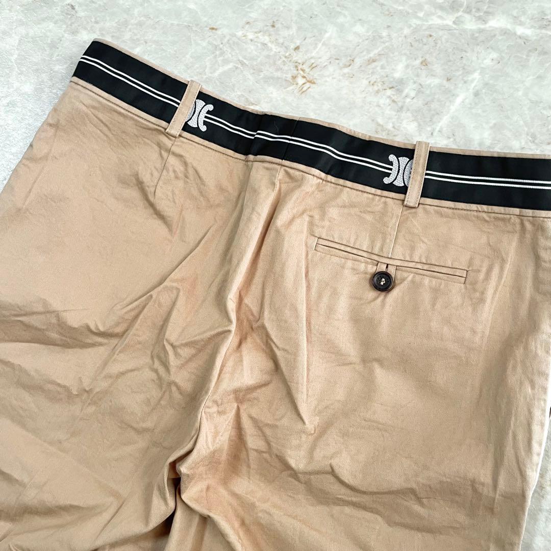 CELINE セリーヌ コットン 伸縮性 五分丈 ハーフパンツ ブラウンベージュ