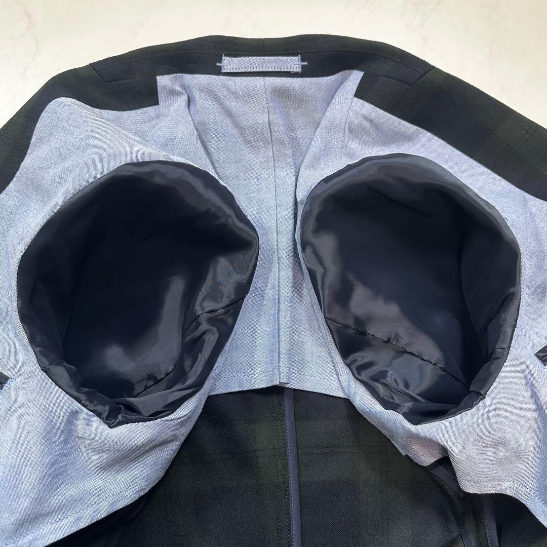 未使用級◎百名品 BEAMS＋ フランネル3ボタンジャケット ブラックウォッチS