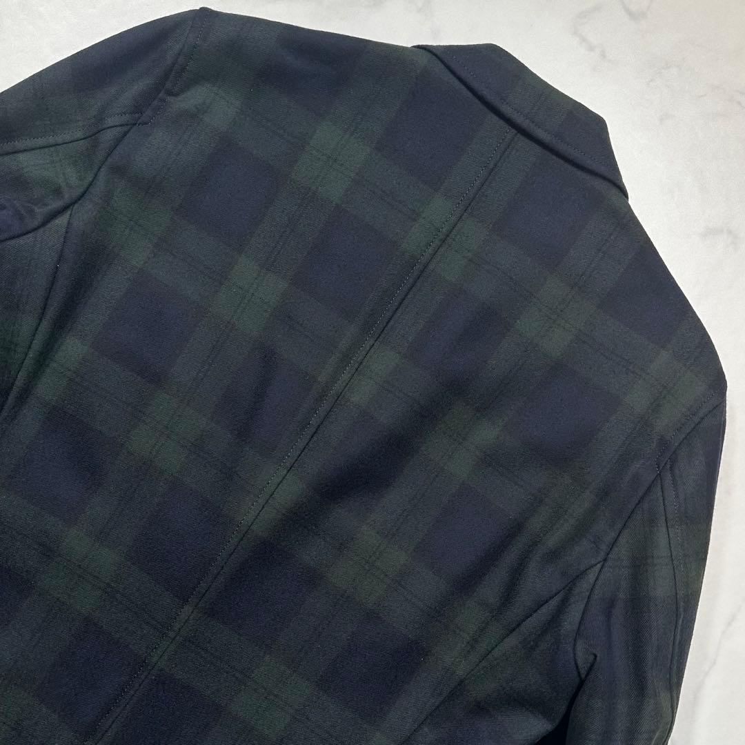 未使用級◎百名品 BEAMS＋ フランネル3ボタンジャケット ブラックウォッチS