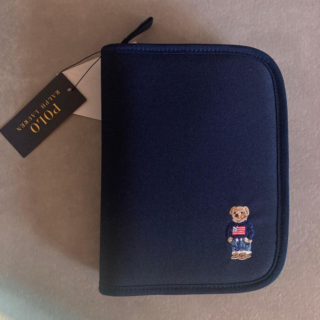【新品未使用タグ付き】POLO ポロベア 刺繍 星条旗 ネイビー 母子手帳ケース