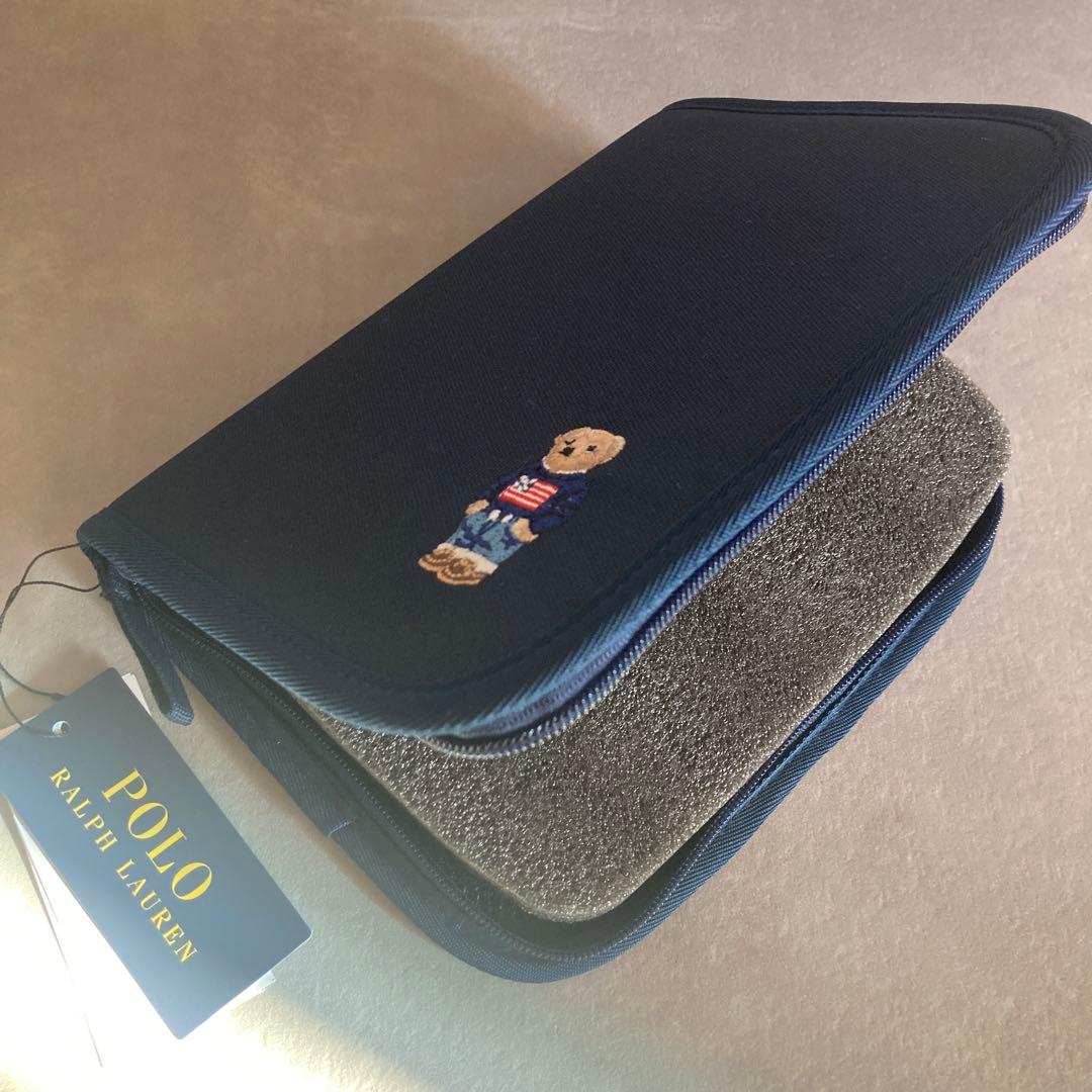 【新品未使用タグ付き】POLO ポロベア 刺繍 星条旗 ネイビー 母子手帳ケース