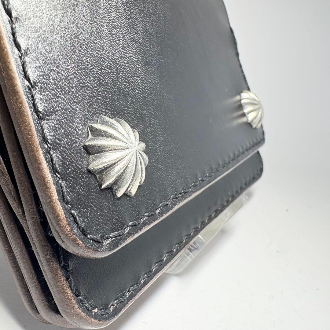 ショートトラッカーウォレット シルバー925 エクセラ姫路レザー　茶心ブラック