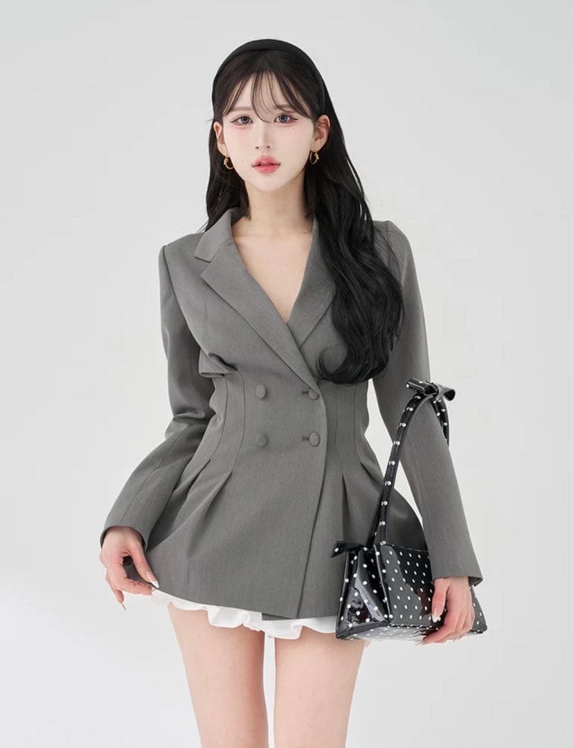 darich ダーリッチパネルデザインシルエットぺプラムジャケット GRY 新品