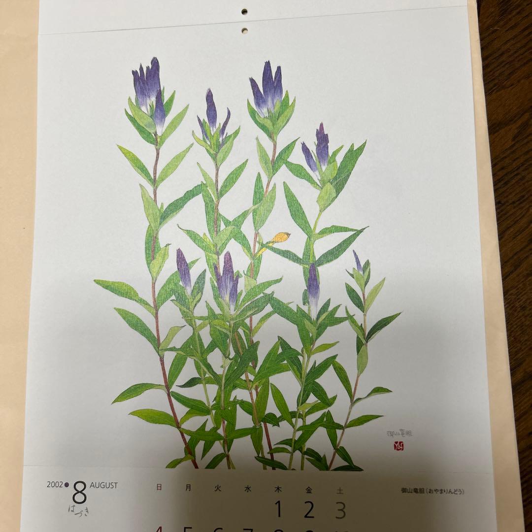 値下げ　　水彩画 木製フレーム付き　 外山康雄　原画　越の小貝母 名刺