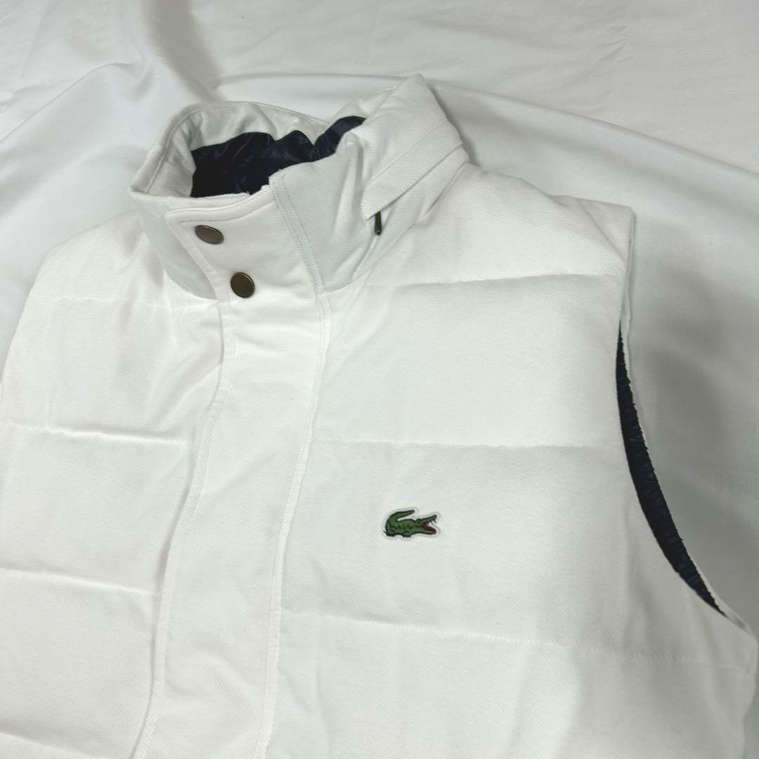 LACOSTE ダウンベスト ホワイト 胸元 刺繍ロゴ S