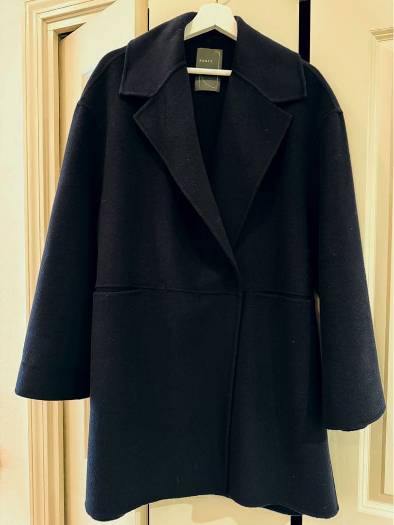 NOBLE - Super160s リバーミドルコート　ネイビ-