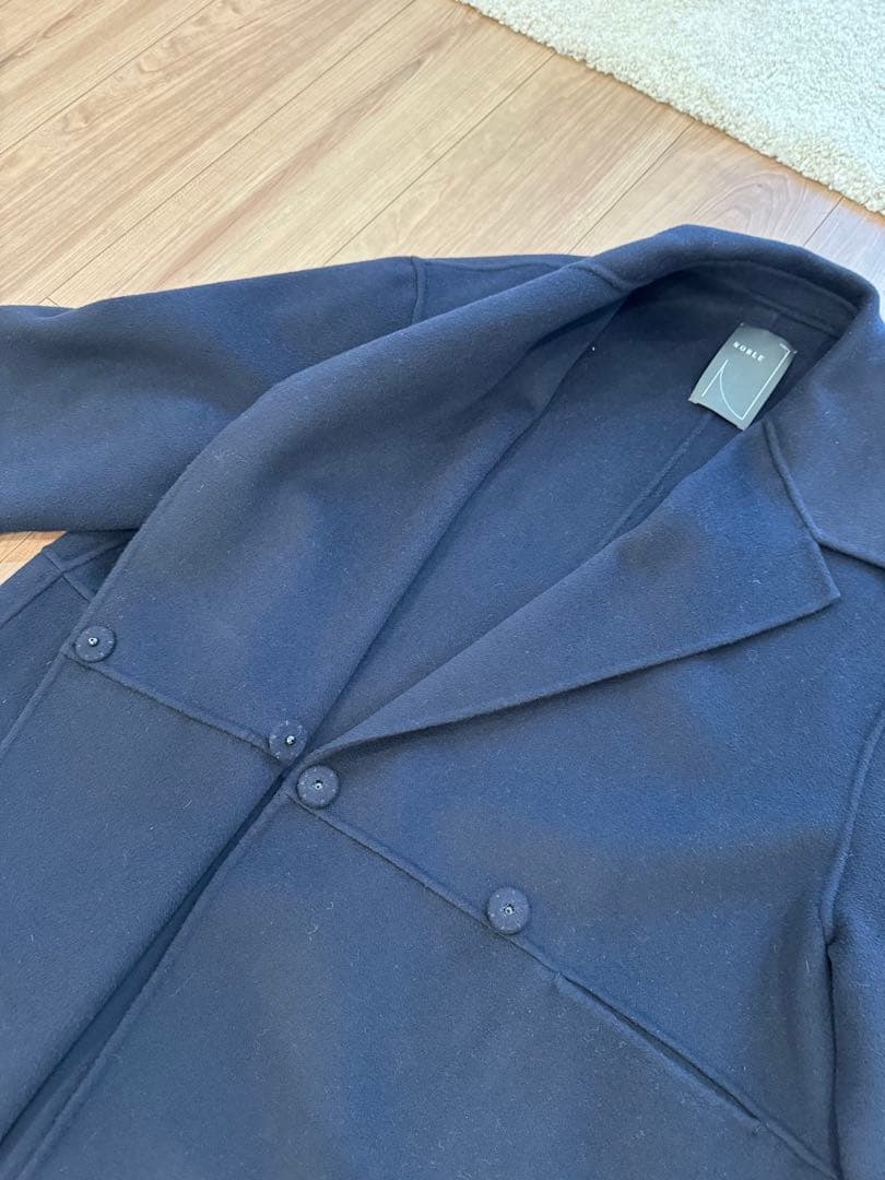 NOBLE - Super160s リバーミドルコート　ネイビ-