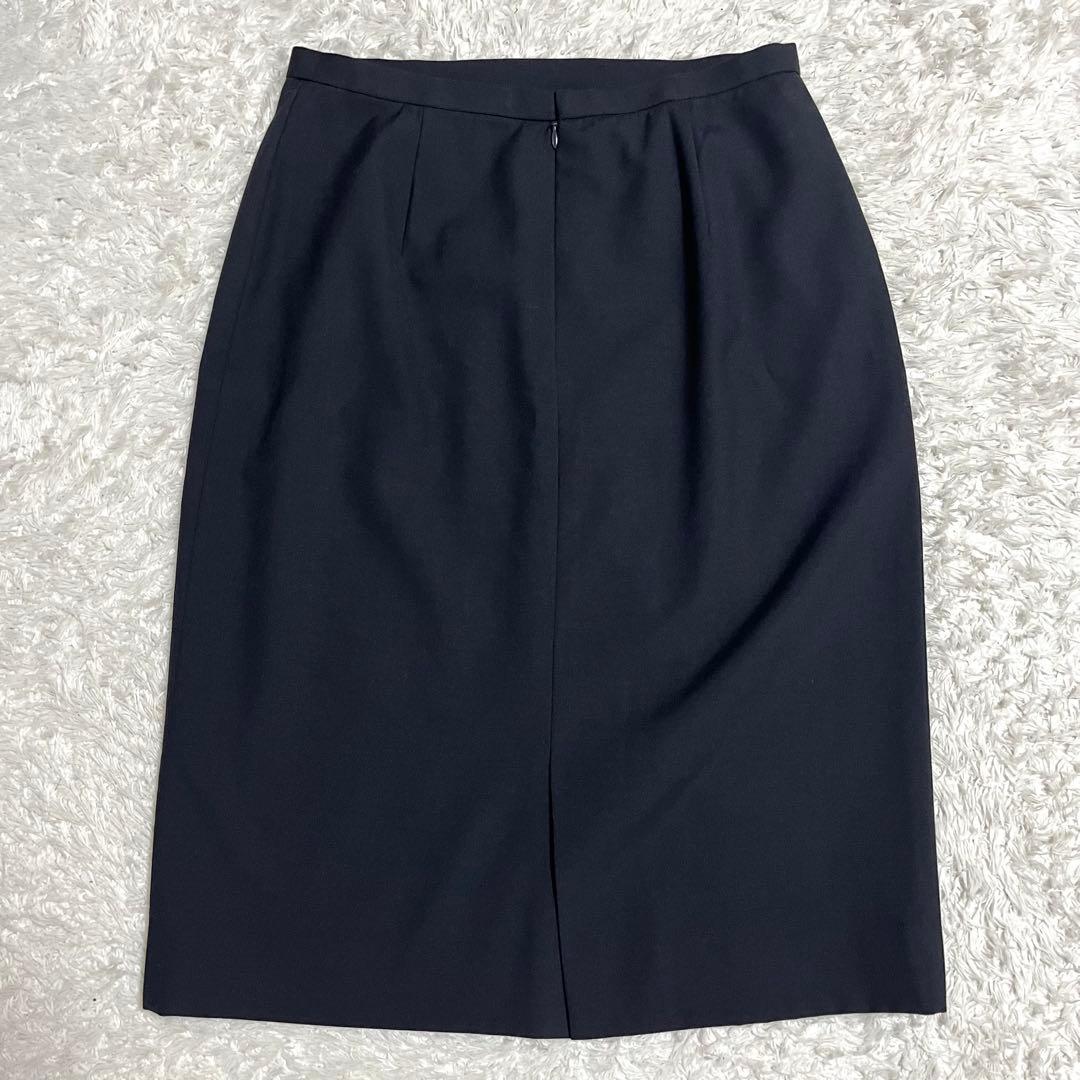 バーバリーロンドン スカートスーツ カシミヤ 42号 濃紺 大きめ