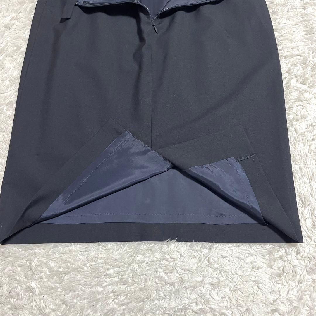 バーバリーロンドン スカートスーツ カシミヤ 42号 濃紺 大きめ