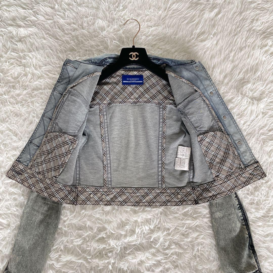 希少✨【バーバリーブルーレーベル】ホースロゴ刺繍デニムジャケット ノバチェック