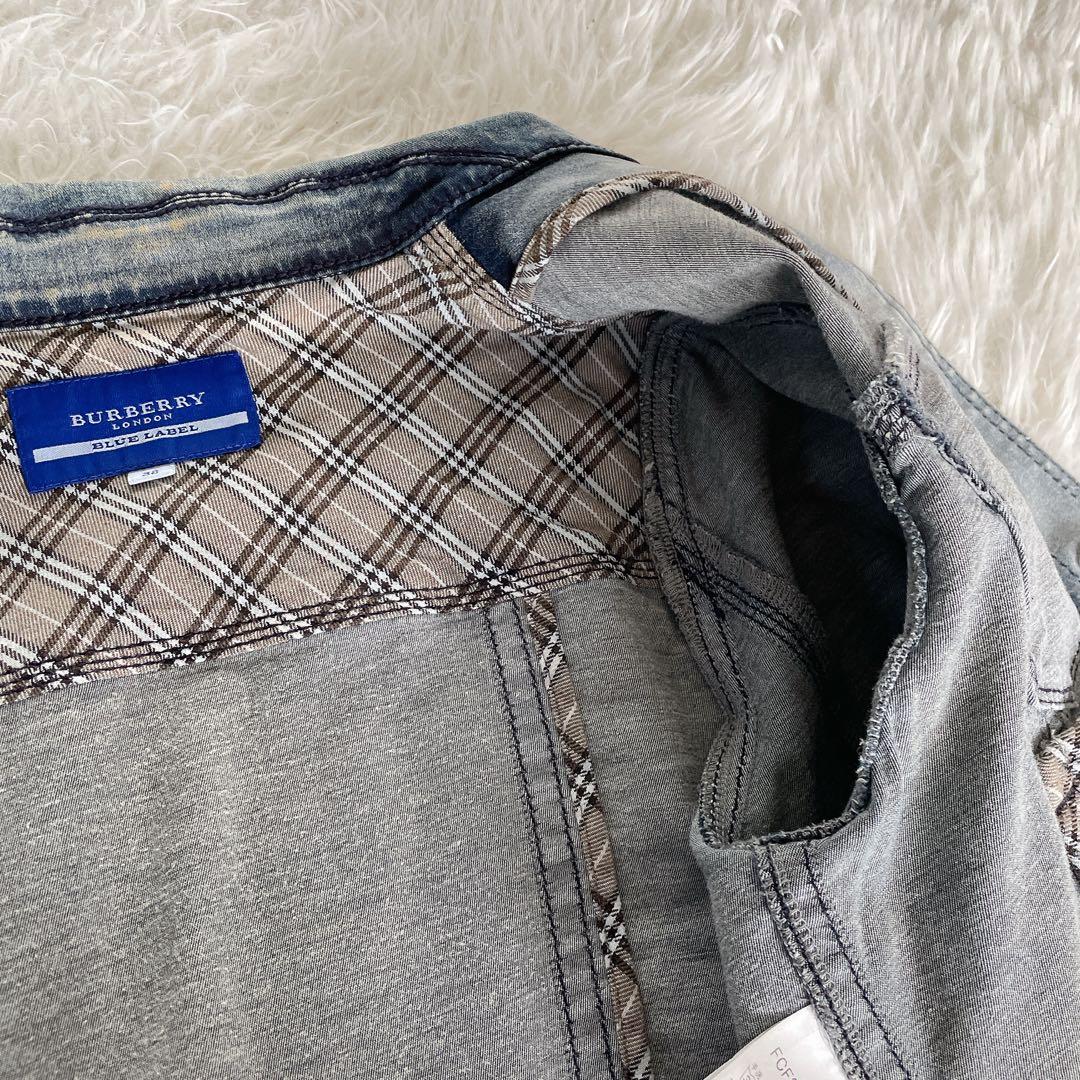 希少✨【バーバリーブルーレーベル】ホースロゴ刺繍デニムジャケット ノバチェック