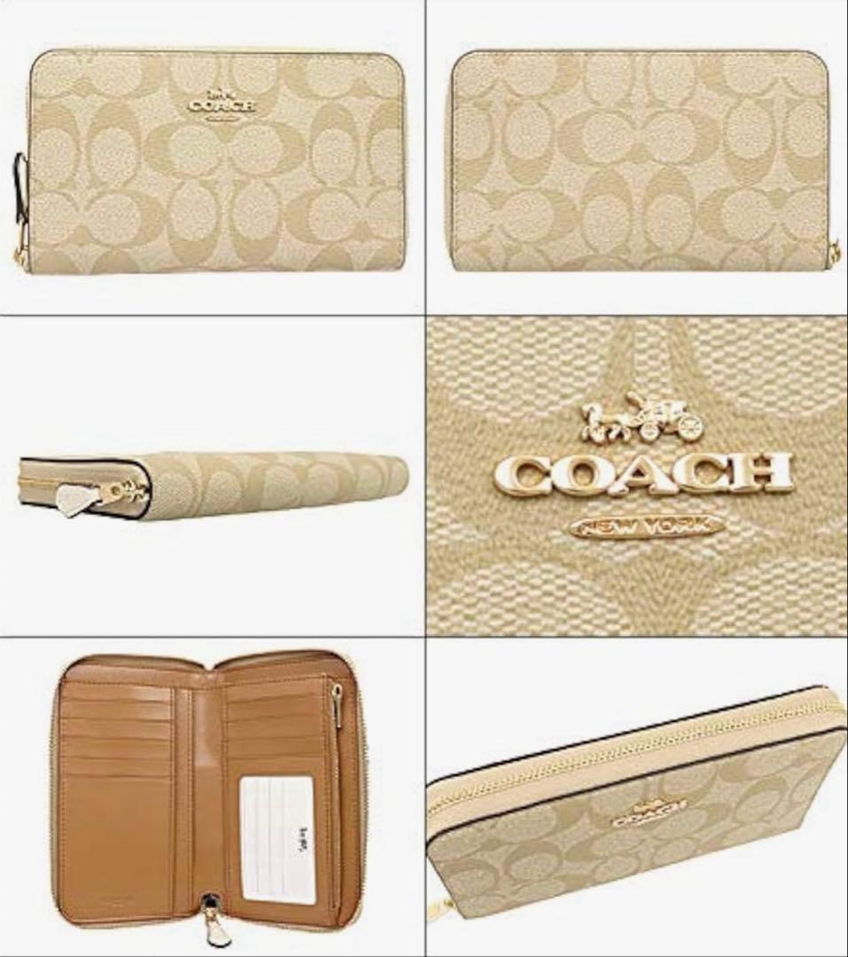 COACH シグネチャー ラウンドジップ 長財布 PVCコーティング