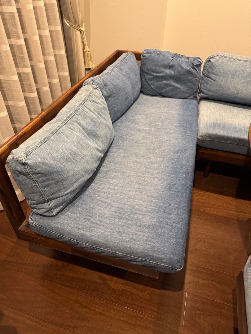 UNICO Swella デニムブルー コーナーソファ