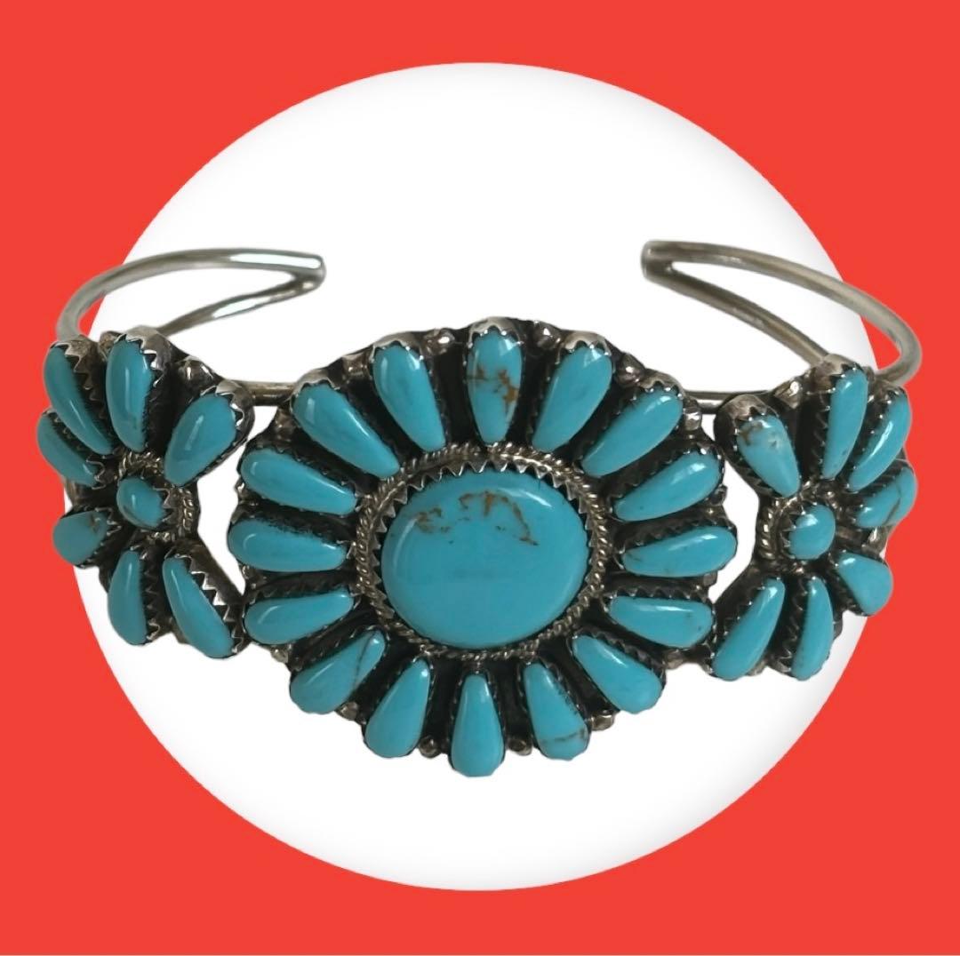 ＊STERLING＊ターコイズ バングル ナバホ インディアンジュエリー 刻印有