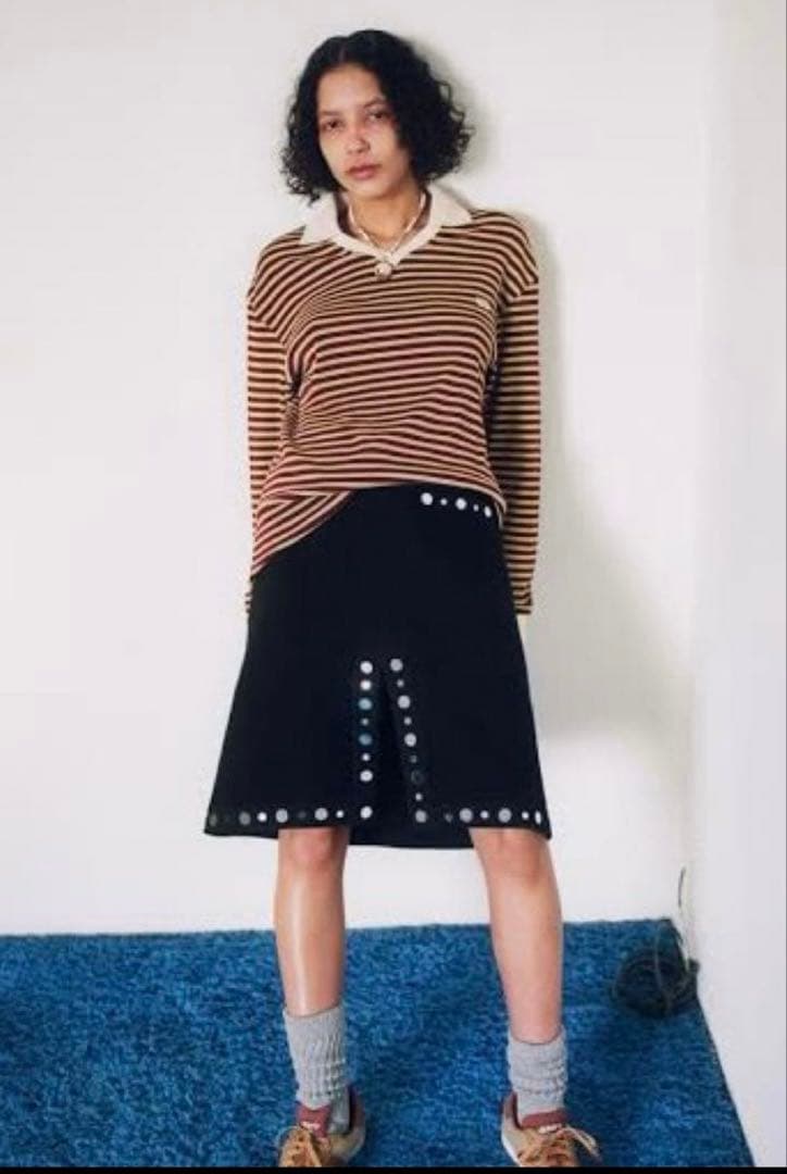 WALES BONNER Sonic ストライプ　ニットポロ