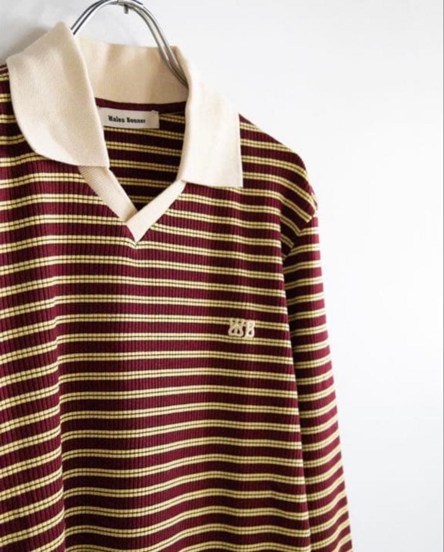 WALES BONNER Sonic ストライプ　ニットポロ